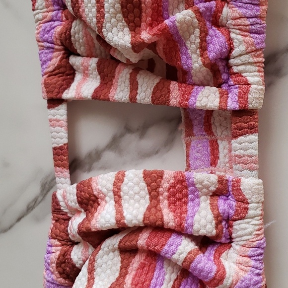 Shade & Shore Bandeau Pink Multi Stripe Convertible Bikini Top Size L (12-14) # - Picture 6 of 10